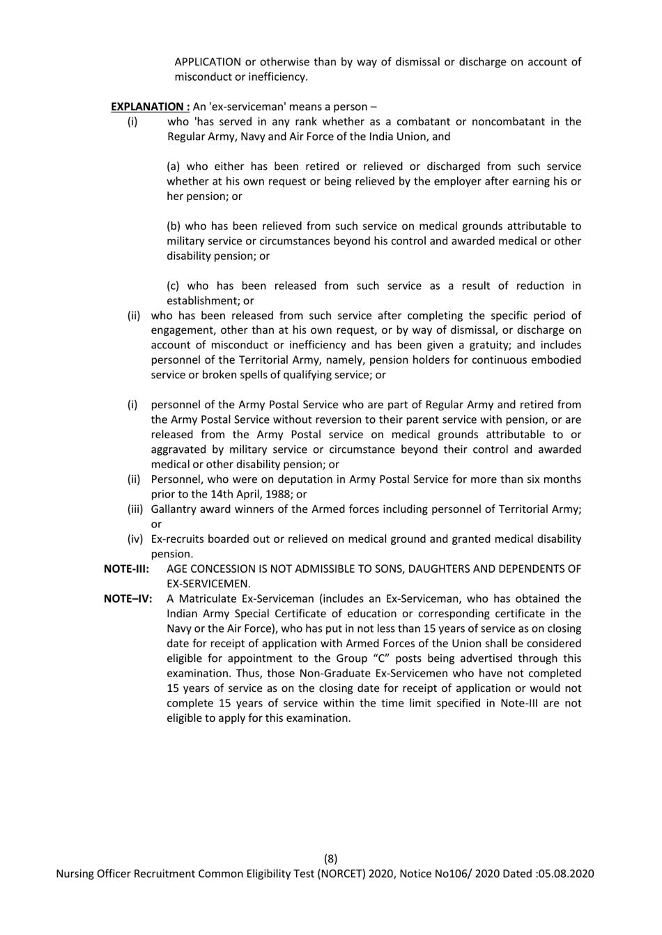 Nursing Officer Recruitment Common Eligibility Test (Norcet) 2020 - All India Institute of Medical Sciences - Delhi, India, Page 8