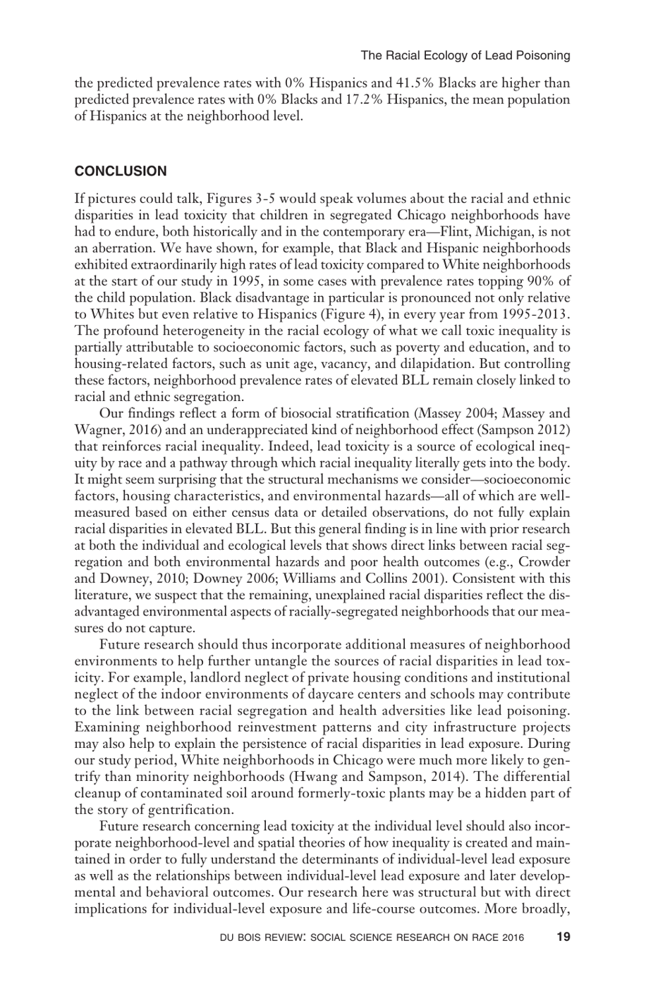 The Racial Ecology of Lead Poisoning: Toxic Inequality in Chicago Neighborhoods, 1995-2013 - Robert J. Sampson, Alix S. Winter, Page 19