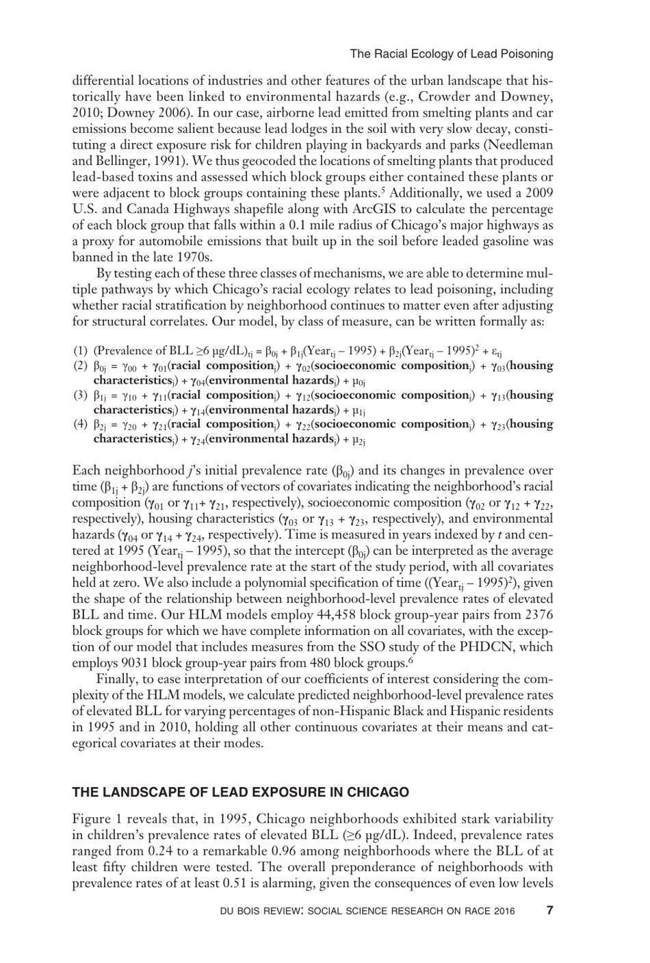 The Racial Ecology of Lead Poisoning: Toxic Inequality in Chicago Neighborhoods, 1995-2013 - Robert J. Sampson, Alix S. Winter, Page 7