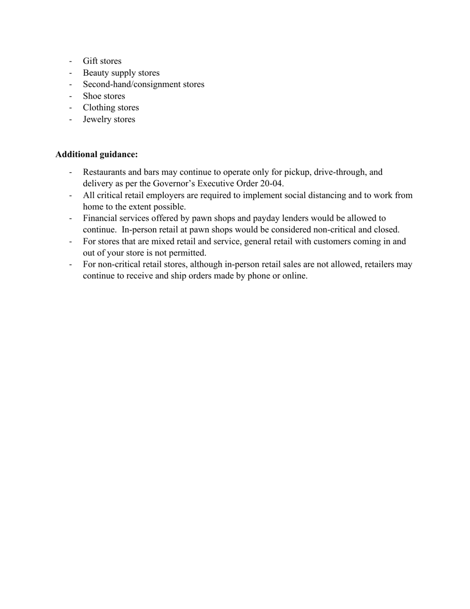 List of Critical and Non-critical Retail Businesses - Rhode Island, Page 2