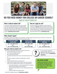 Document preview: Do You Need Money for College or Career School? - Apply for Federal Student Aid