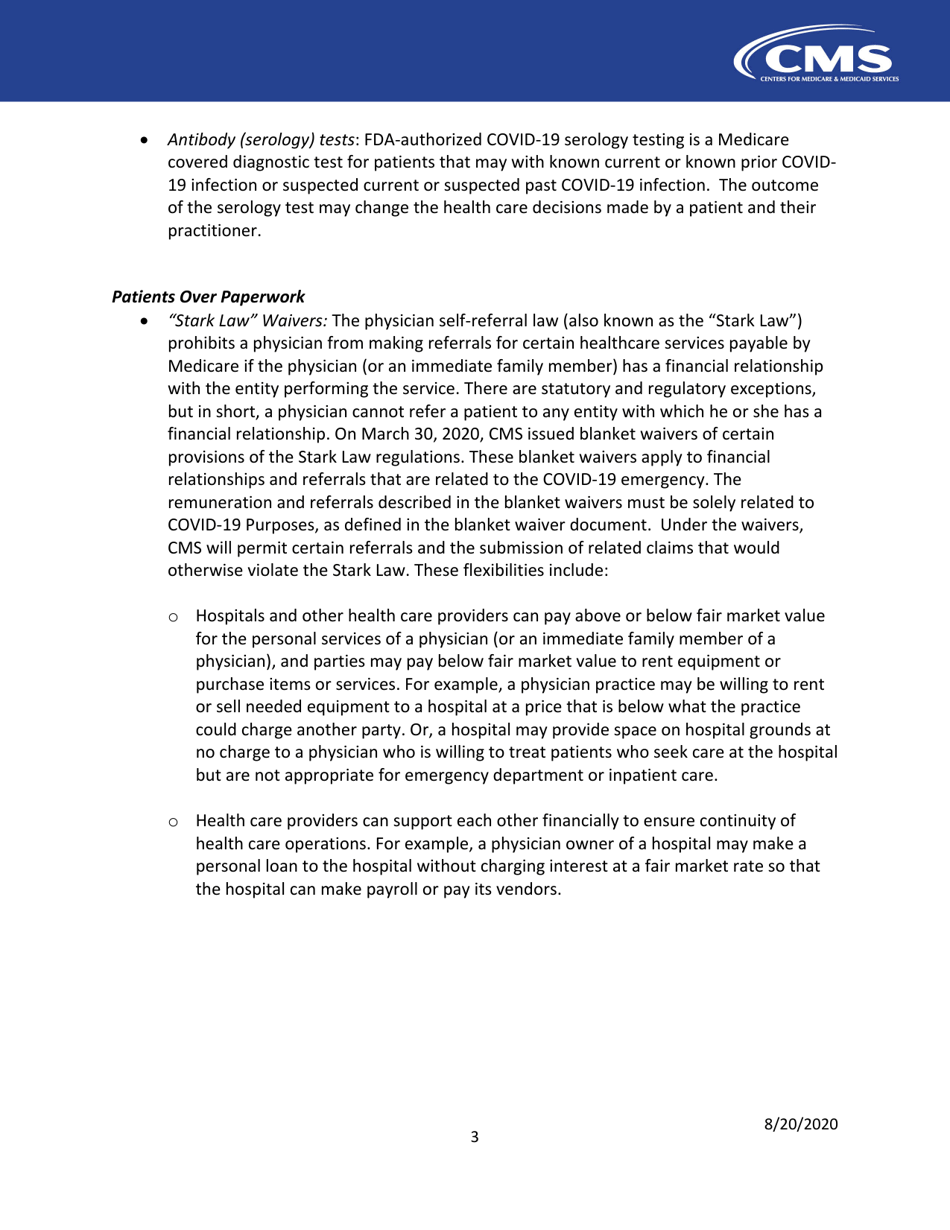 Laboratories: Cms Flexibilities to Fight Covid-19, Page 3