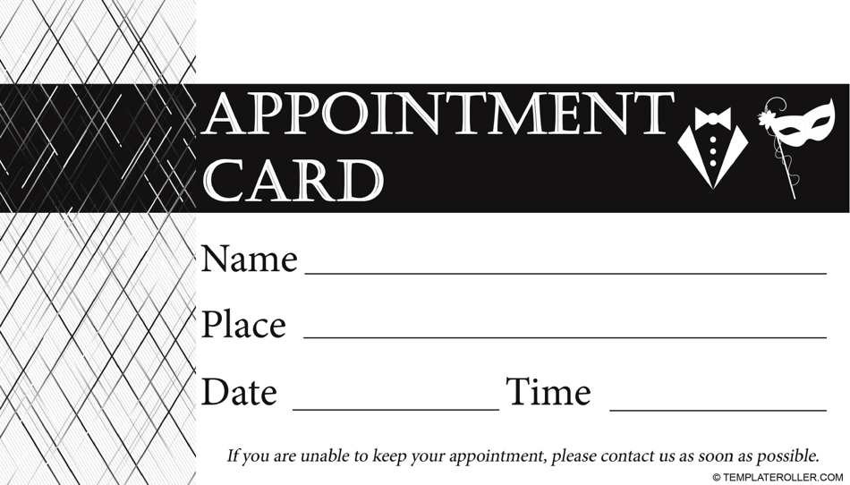 Appointment Card Template - Black Download Printable PDF | Templateroller