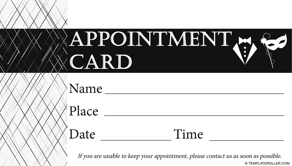 Appointment Card Template - Black, Page 1