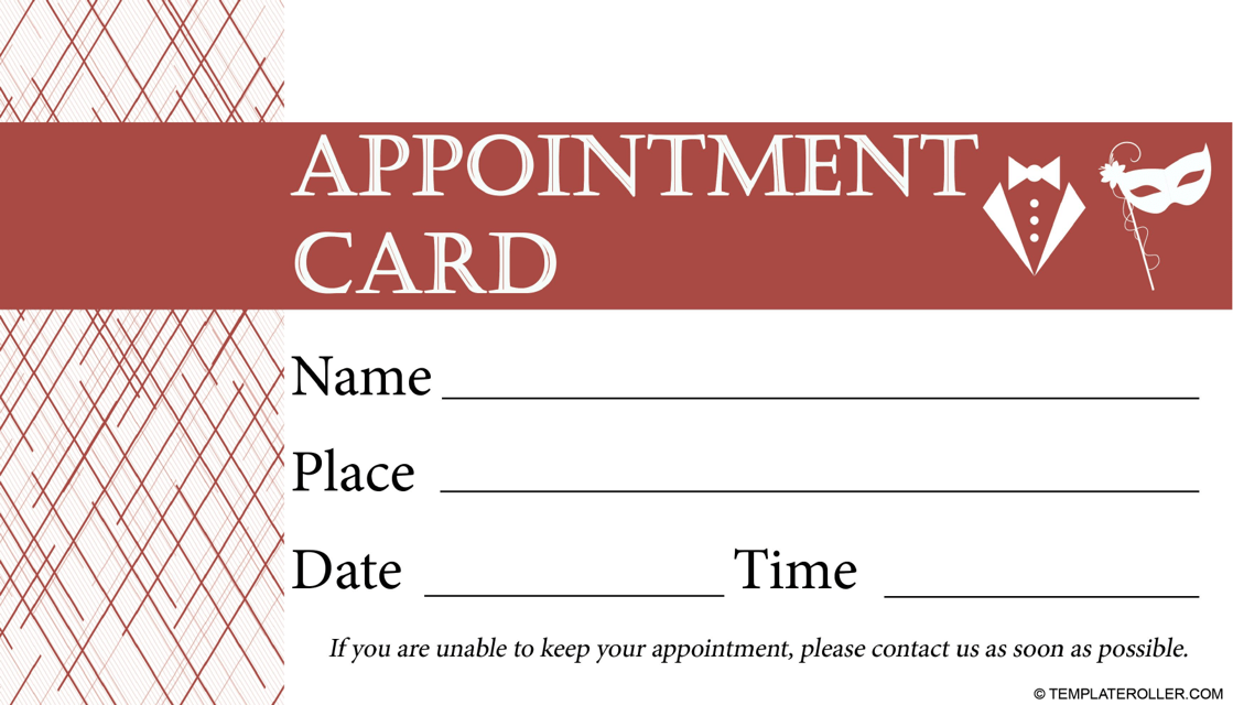 Appointment Card Template - Red Download Pdf