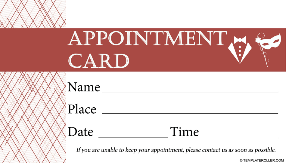 Appointment Card Template with Red Design