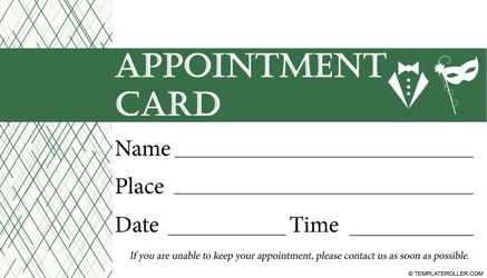 Document preview: Appointment Card Template - Green