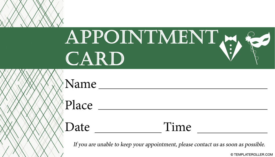 Appointment Card Template - Green, Page 1