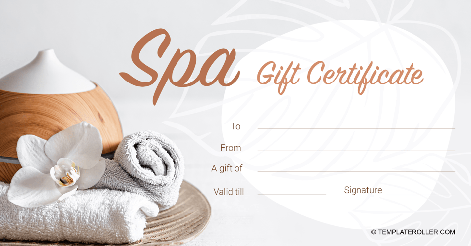SPA Gift Certificate Template - Brown, Page 1
