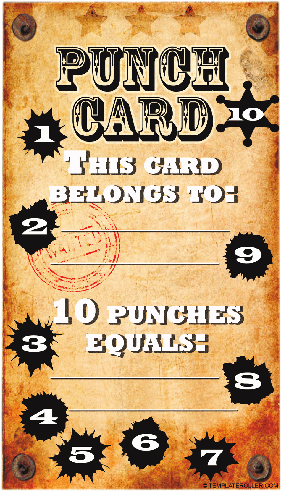 Brown Punch Card Template Preview