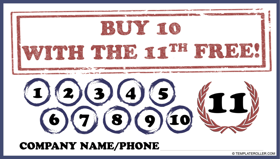 Punch Card Template - Blue Download Printable PDF | Templateroller