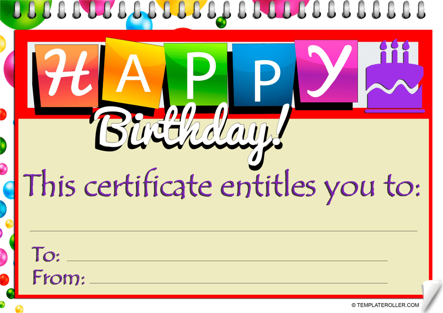 Birthday Certificate Template - Beige Download Pdf