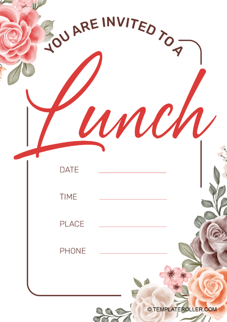Lunch Invitation Template - Roses