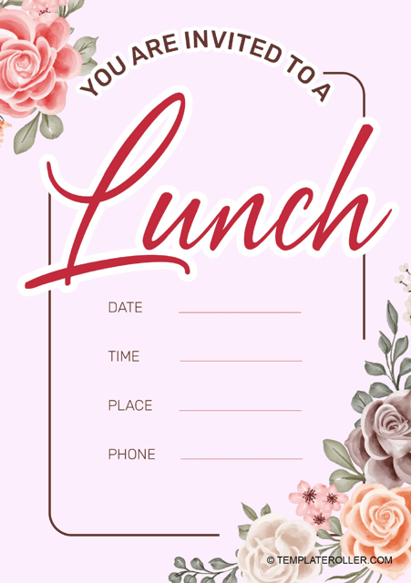 Lunch Invitation Template - Pink