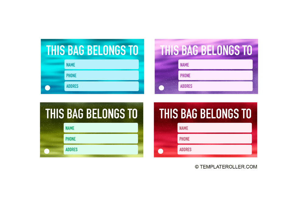 Bag Tag Template Download Printable PDF Templateroller