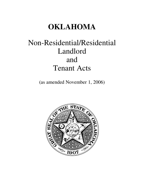 Non-residential / Residential Landlord and Tenant Acts - Oklahoma Download Pdf