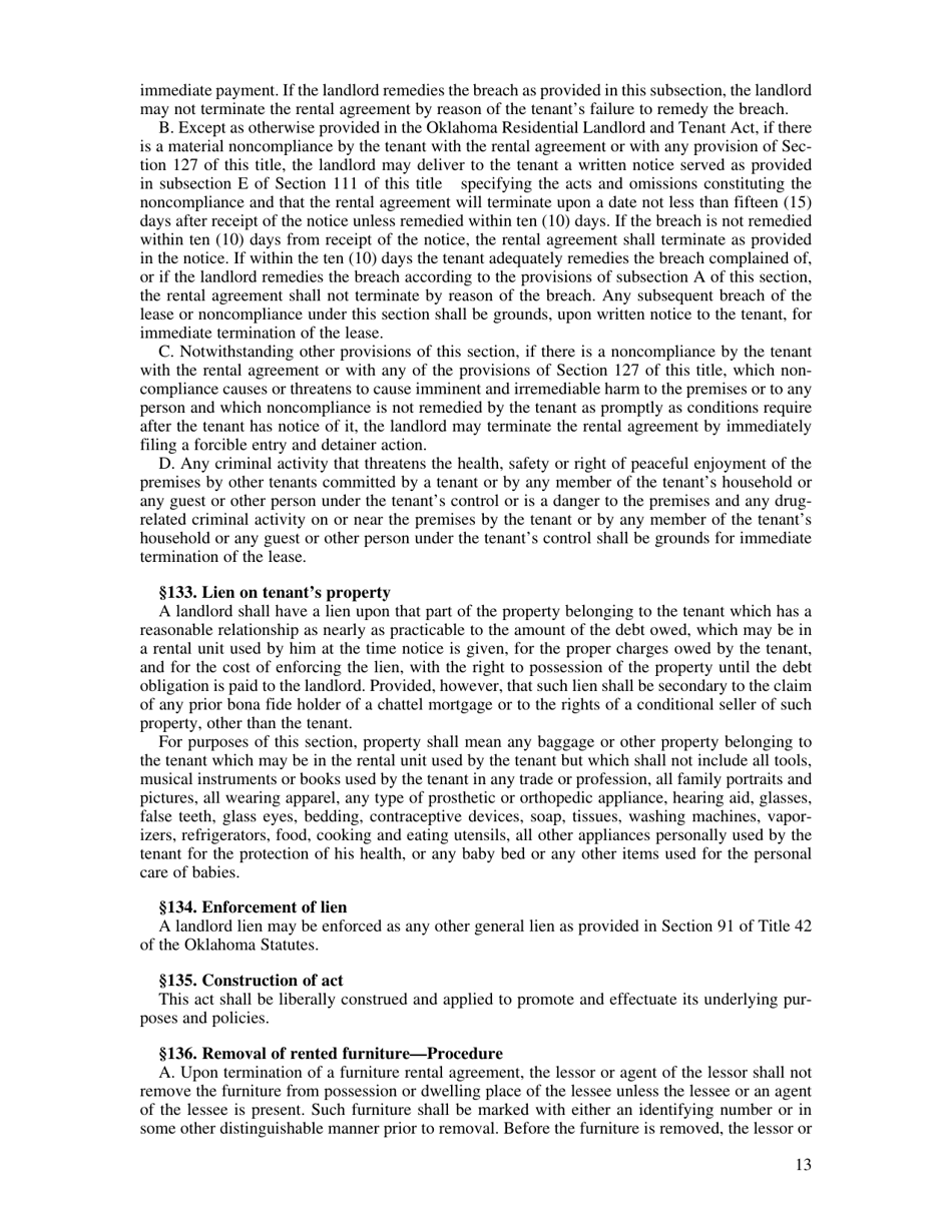 Non-residential / Residential Landlord and Tenant Acts - Oklahoma, Page 15