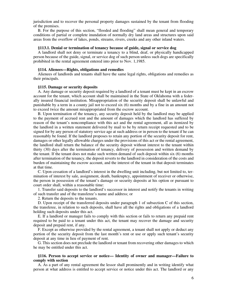 Non-residential / Residential Landlord and Tenant Acts - Oklahoma, Page 8