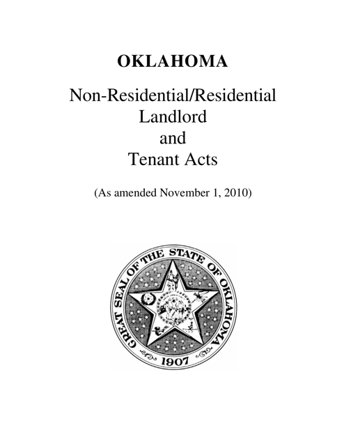 Non-residential / Residential Landlord and Tenant Acts - Oklahoma Download Pdf