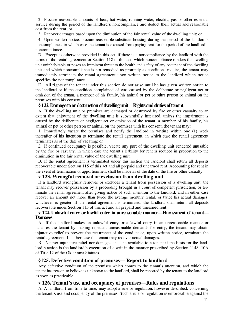 Non-residential / Residential Landlord and Tenant Acts - Oklahoma, Page 11
