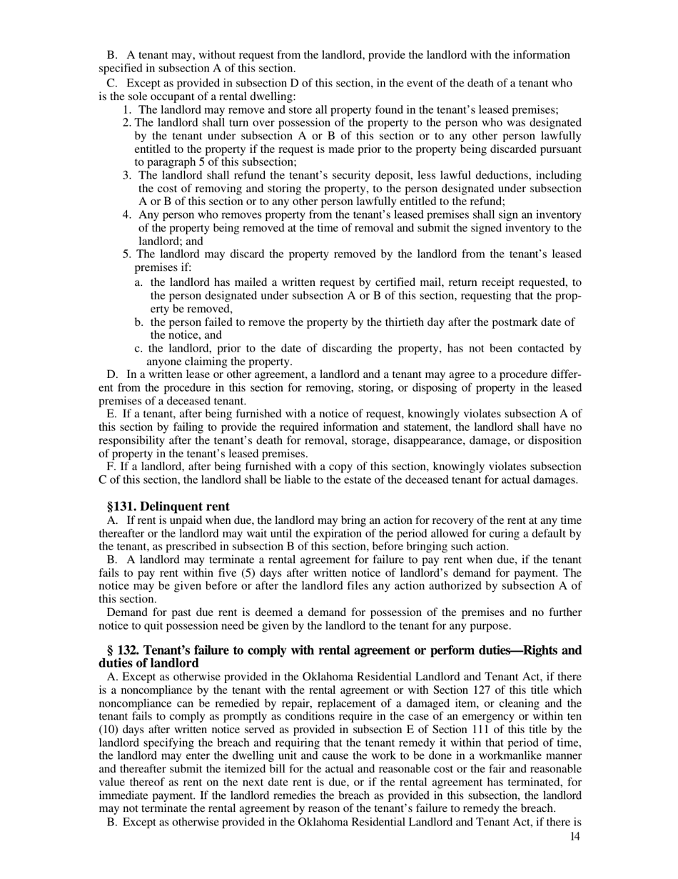 Non-residential / Residential Landlord and Tenant Acts - Oklahoma, Page 14