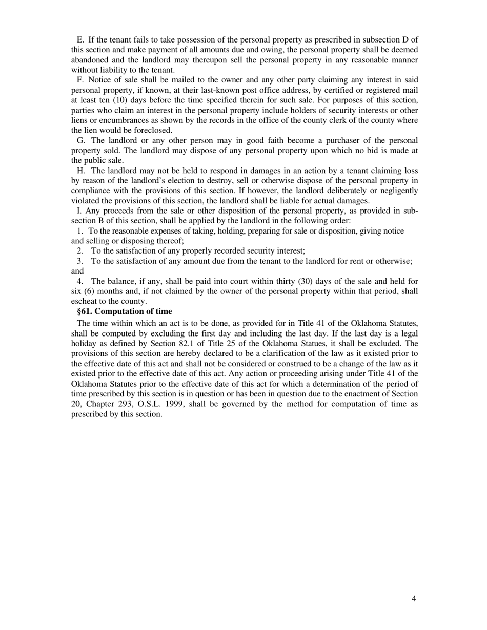 Non-residential / Residential Landlord and Tenant Acts - Oklahoma, Page 4