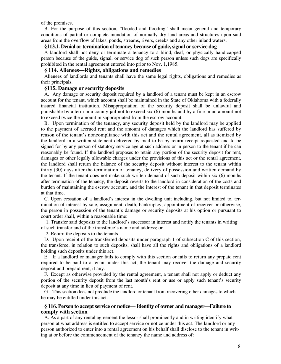 Non-residential / Residential Landlord and Tenant Acts - Oklahoma, Page 8