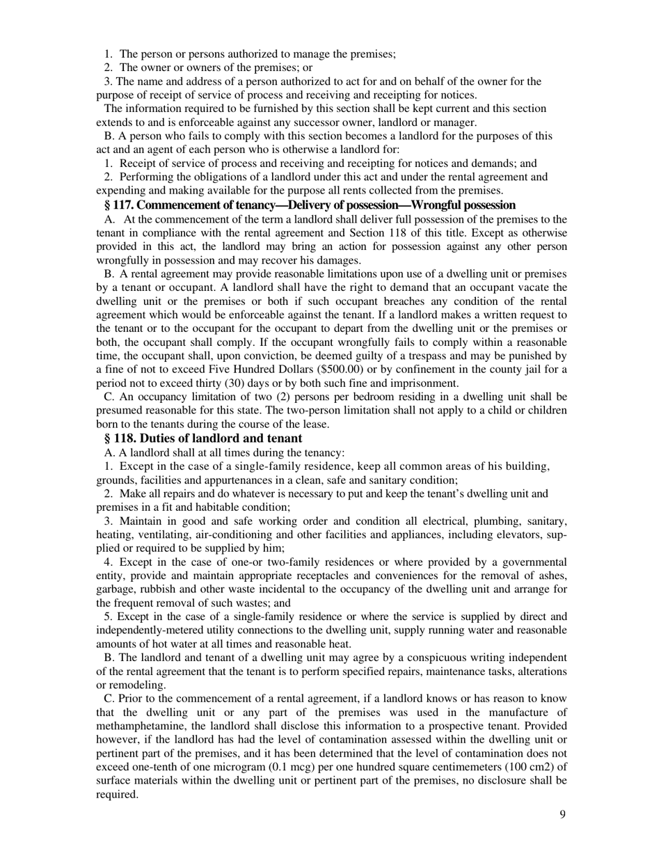Non-residential / Residential Landlord and Tenant Acts - Oklahoma, Page 9