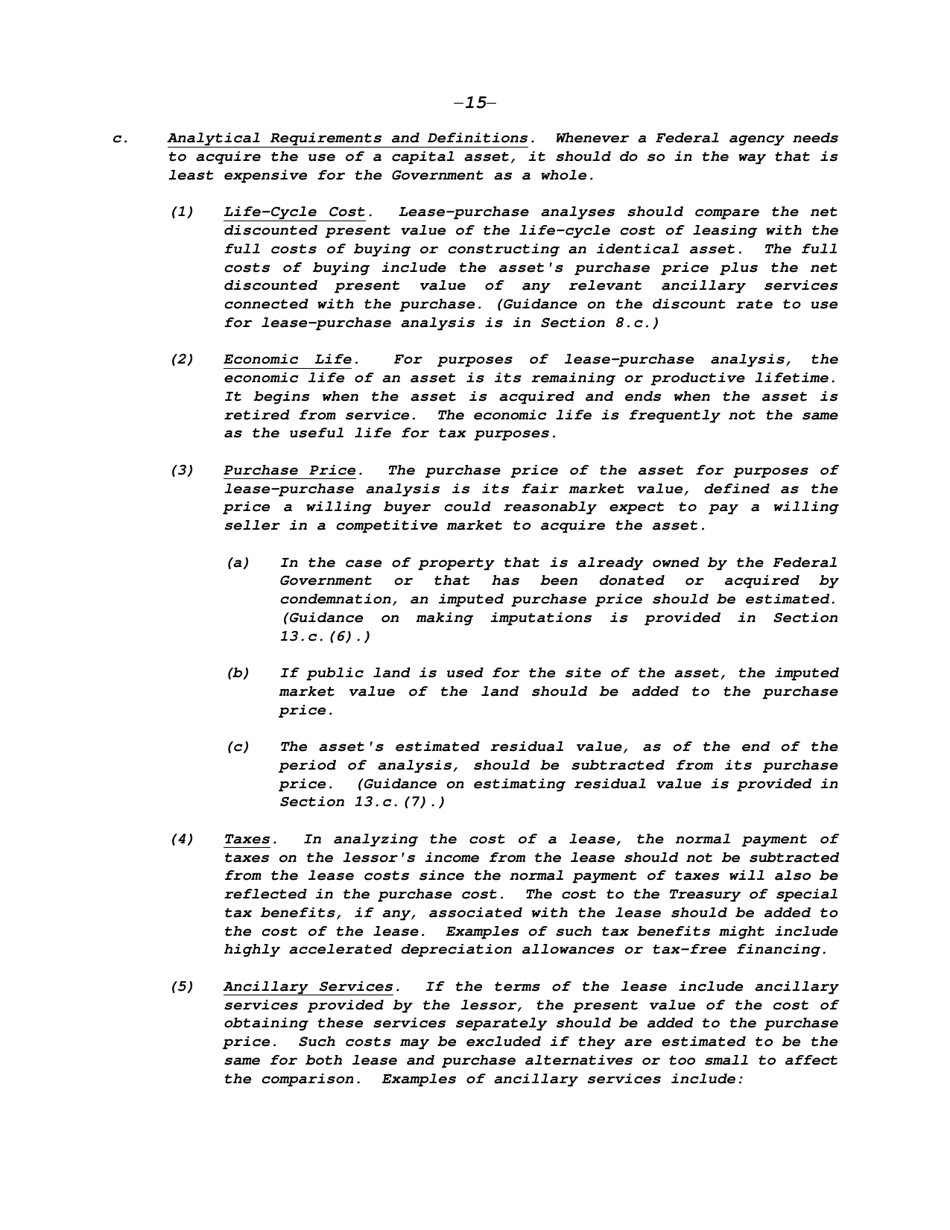 Circular a-94: Guidelines and Discount Rates for Benefit-Cost Analysis of Federal Programs, Page 15