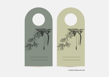 &quot;Wine Bottle Tag Template - Green and Beige&quot;