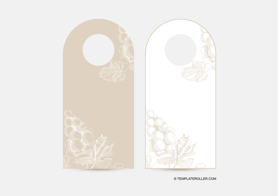 Wine Bottle Tag Template - Beige and White Preview