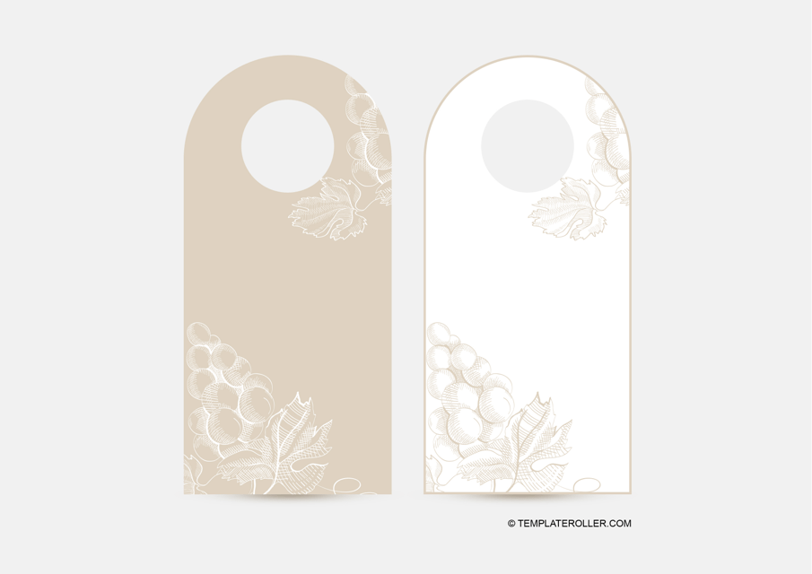 Wine Bottle Tag Template - Beige and White