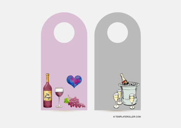 &quot;Wine Bottle Tag Template - Pink and Grey&quot;