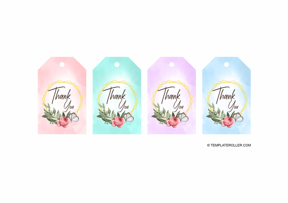 Thank You Tag Template with Roses