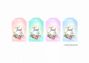 Document preview: Thank You Tag Template - Roses