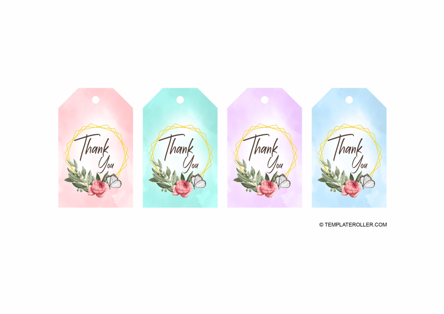 Thank You Tag Template - Roses