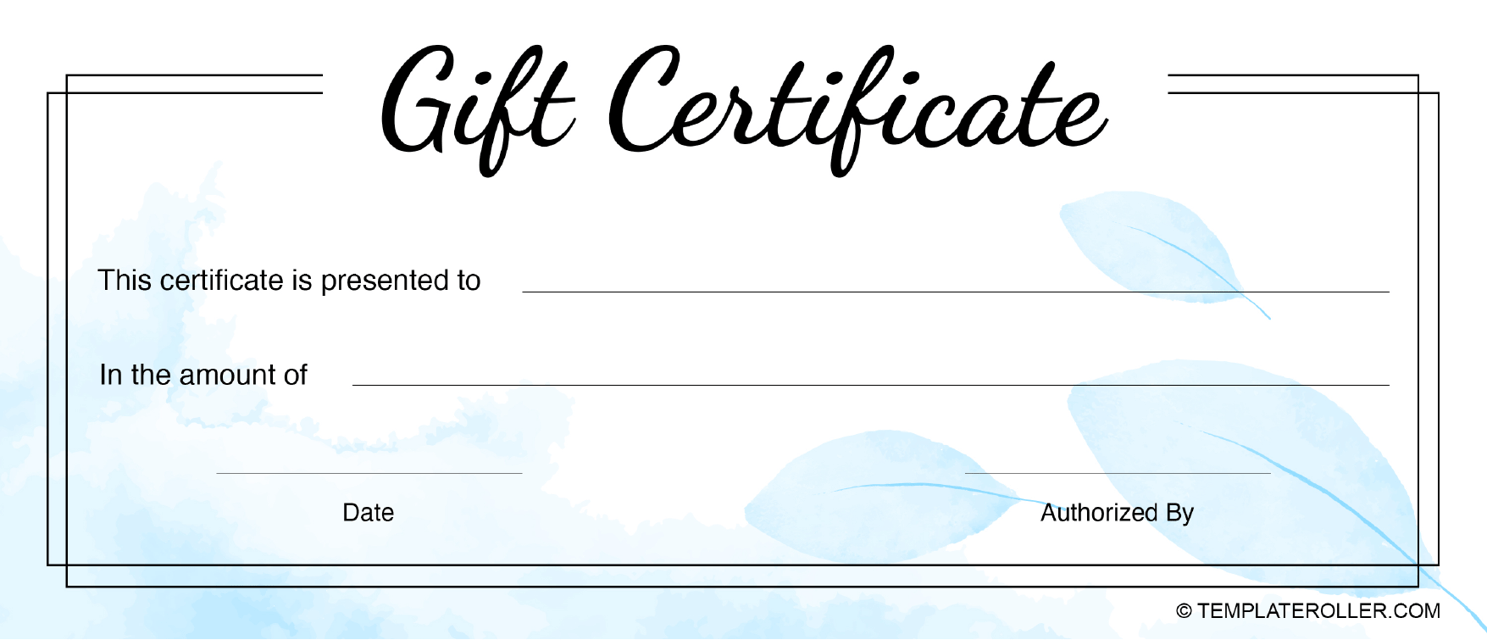 Blank Gift Certificate Template White - Preview