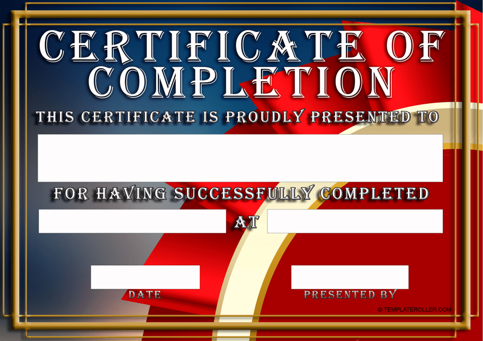 Certificate of Completion dark blue and red template image preview