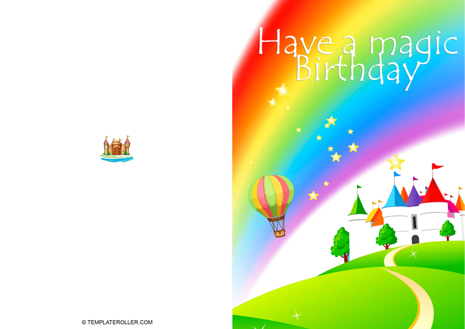 Birthday Card Template with Rainbow Design