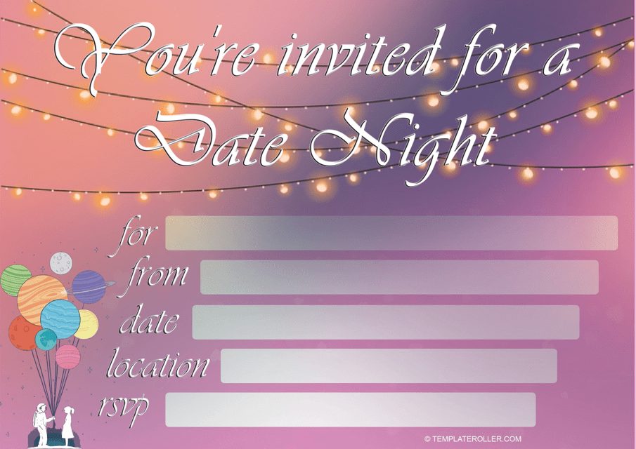 Date Night Invitation Template - Purple