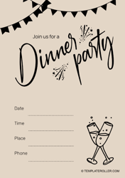 Document preview: Dinner Invitation Template - Beige