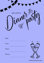 Document preview: Dinner Invitation Template - Blue