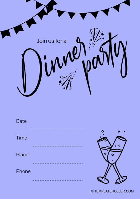 Dinner Invitation Template - Blue