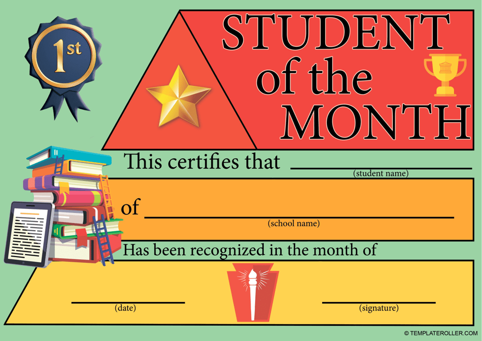 Student of the Month Certificate Template - Green