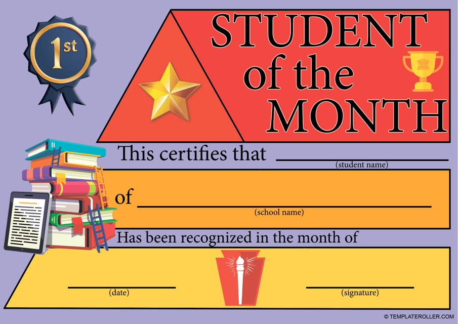 Student of the Month Certificate Template - Violet Preview