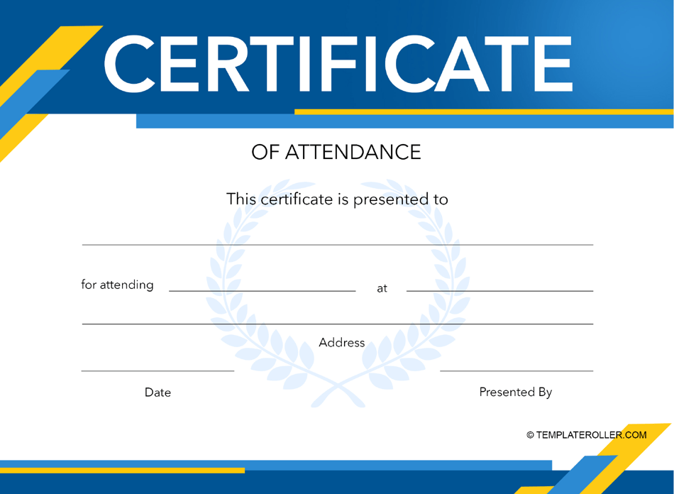Blue Certificate of Attendance Template Preview