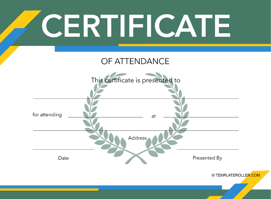 Certificate of Attendance Template with Green Design