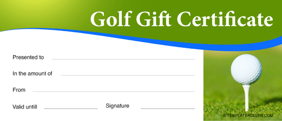 Free Golf Gift Certificate Templates Customize Download Print PDF 