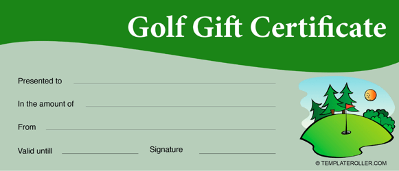 &quot;Golf Gift Certificate Template&quot;