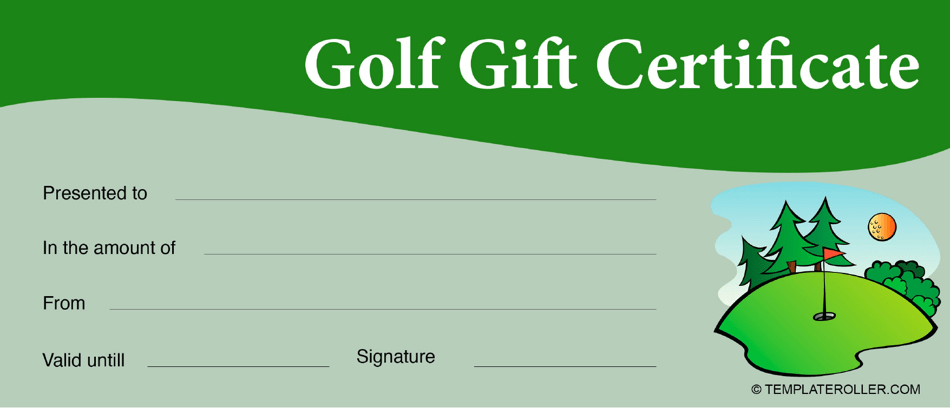 Golf Gift Certificate Template - Green